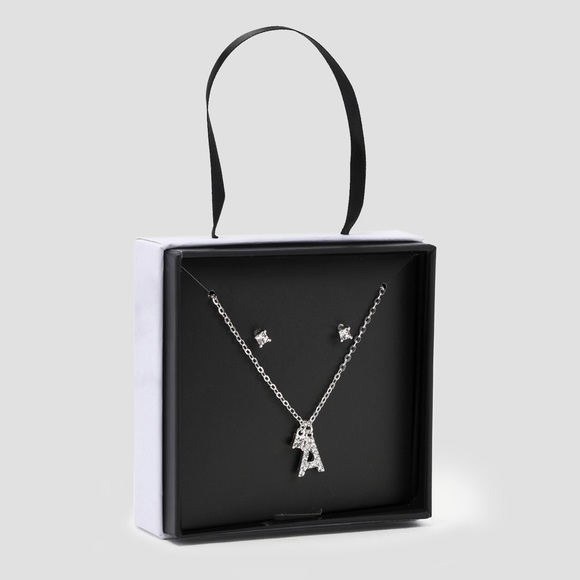 Initial A Necklace & Earring Set - Picture 1 of 1